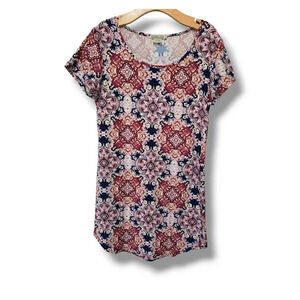 Young USA women's multicolor floral short sleeves comfy tshirt dress - medium